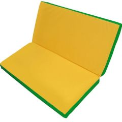 Мат гимнастический 1х1х0,08м складной цв. зеленый-желтый в Губахе - gubaha.mebel24.online | фото 1