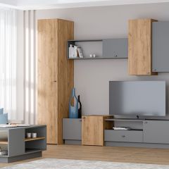 Модульная гостиная Квадро (ЛДСП дуб крафт золотой) в Губахе - gubaha.mebel24.online | фото