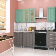 Модульная кухня Луксор серый-бирюза в Губахе - gubaha.mebel24.online | фото 1