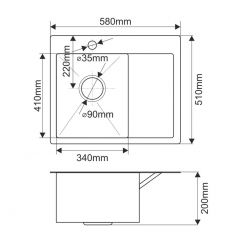 Мойка HD5851L MELANA ProfLine 3,0/200 САТИН врезная прямоугольная с коландером HD5851L в Губахе - gubaha.mebel24.online | фото 2