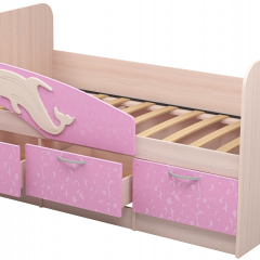 Кровать Дельфин 1,6 (Дуб молочный/фасад - Ламарти розовый) в Губахе - gubaha.mebel24.online | фото