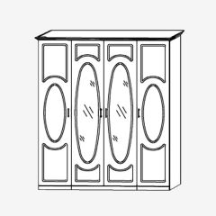Прованс-2 Шкаф 4-х дверный с 2 зеркалами (Итальянский орех/Груша с платиной черной) в Губахе - gubaha.mebel24.online | фото