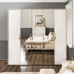 Шкаф 5-ти ств с зеркалами Lara (белый глянец) в Губахе - gubaha.mebel24.online | фото 4