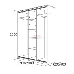 МИРАЖ 17.1 (620) 1 зеркало Шкаф для платья и белья в Губахе - gubaha.mebel24.online | фото 5