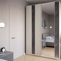Шкаф-купе 1300 серии SILVER S4+S3Z+B2+PL1 (2 ящика+1 штанга) профиль «Серебро» в Губахе - gubaha.mebel24.online | фото