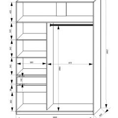 Шкаф-купе 1600 серии SOFT D1+D3+B2+PL1 (2 ящика+1штанга) профиль «Графит» в Губахе - gubaha.mebel24.online | фото 4