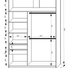 Шкаф-купе 1600 серии SOFT D8+D2+B2+PL4 (2 ящика+F обр.штанга) профиль «Графит» в Губахе - gubaha.mebel24.online | фото 2