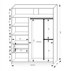 Шкаф-купе 1700 серии NEW CLASSIC K4+K4+B2+PL4 (2 ящика+F обр. штанга) профиль «Капучино» в Губахе - gubaha.mebel24.online | фото 3