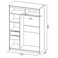 Шкаф-купе №19 Серия 3 Инфинити с зеркалами (1700) Ясень Анкор светлый в Губахе - gubaha.mebel24.online | фото 6