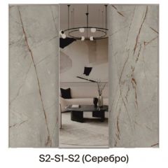 Шкаф-купе 1950 серии SILVER S3+S1+S3Z B22+PL2 (по 2 ящика лев/прав+1штанга+1 полка) профиль «Серебро» в Губахе - gubaha.mebel24.online | фото 7