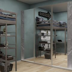 Шкаф-купе 1950 серии SILVER S3+S1+S3Z B22+PL2 (по 2 ящика лев/прав+1штанга+1 полка) профиль «Серебро» в Губахе - gubaha.mebel24.online | фото
