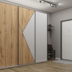 Шкаф-купе 2100 серии SOFT D2+D7+D3+B22+PL2 (по 2 ящика лев/прав+1штанга+1полка) профиль «Графит» в Губахе - gubaha.mebel24.online | фото