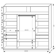 Шкаф-купе 2100 серии SOFT D2+D7+D3+B22+PL2 (по 2 ящика лев/прав+1штанга+1полка) профиль «Графит» в Губахе - gubaha.mebel24.online | фото 3
