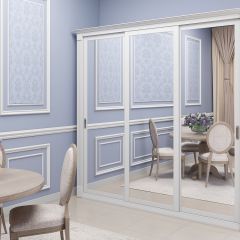 Шкаф-купе 2450 серии NEW CLASSIC K1+K1+K1+B22+PL4 (по 2 ящика лев/прав+F обр.штанга) профиль «Капучино» в Губахе - gubaha.mebel24.online | фото