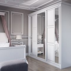 Шкаф-купе 2450 серии NEW CLASSIC K6Z+K1+K6+B22+PL2 (по 2 ящика лев/прав+1 штанга+1 полка) профиль «Капучино» в Губахе - gubaha.mebel24.online | фото