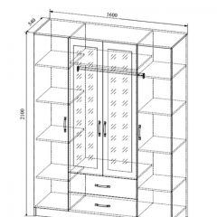 СОФИ СШК1600.1Шкаф 4-х ств с2мя зерк, 2 ящиками в Губахе - gubaha.mebel24.online | фото 2