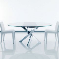 Стол BARONE (01.92) G093 хром/С150 э-бел. гл. стекло, L021алюм.вставка в Губахе - gubaha.mebel24.online | фото 1