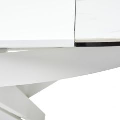 Стол TRENTO 120 HIGH GLOSS STATUARIO Белый мрамор глянцевый, керамика/ белый каркас, ®DISAUR в Губахе - gubaha.mebel24.online | фото 9