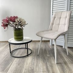 Стул CHIC HE622-01/ HE622-05 топленое молоко, ткань/ белый каркас М-City в Губахе - gubaha.mebel24.online | фото 4