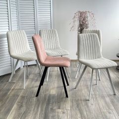 Стул ELVIS WZ2042-18 белая галька фактурный велюр / белый каркас М-City в Губахе - gubaha.mebel24.online | фото 2