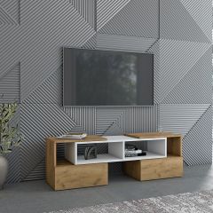 Тумба раздвижная (ЛДСП дуб крафт золотой/белый) в Губахе - gubaha.mebel24.online | фото 3