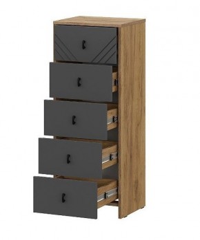 БАЙКАЛ Комод (5 ящиков) Графит/Дуб золотой в Губахе - gubaha.mebel24.online | фото 2