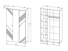 БАЙКАЛ Шкаф трехстворчатый (Графит/Дуб золотой) в Губахе - gubaha.mebel24.online | фото 3