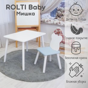 Детский комплект стол и стул «Мишка» Rolti Baby  (голубая столешница/голубое сиденье/белые ножки) в Губахе - gubaha.mebel24.online | фото
