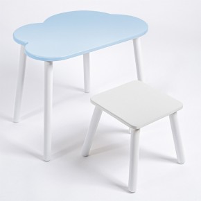 Детский комплект стол ОБЛАЧКО  и табурет Rolti Baby (голубая столешница/белое сиденье/белые ножки) в Губахе - gubaha.mebel24.online | фото