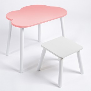 Детский комплект стол ОБЛАЧКО  и табурет Rolti Baby (розовая столешница/белое сиденье/белые ножки) в Губахе - gubaha.mebel24.online | фото 1
