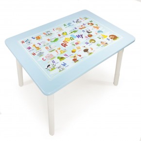 Детский стол с накладкой Алфавит  (Голубой/Белый) в Губахе - gubaha.mebel24.online | фото 1