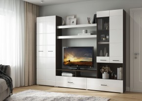 Гостиная Альфа МДФ (Венге/Белый глянец) в Губахе - gubaha.mebel24.online | фото 4
