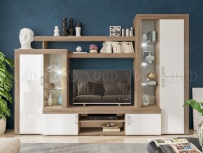 СТАС Гостиная (МДФ) Белый глянец/дуб сонома в Губахе - gubaha.mebel24.online | фото 3