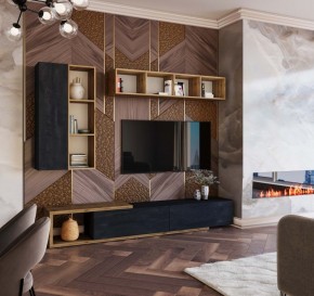 ХЛОЯ Гостиная (Дуб Вотан/Обсидиан) модульная в Губахе - gubaha.mebel24.online | фото