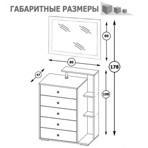 Камелия Комод + Зеркало, цвет белый, ШхГхВ 80х46,8х178 см., НЕ универсальная сборка в Губахе - gubaha.mebel24.online | фото 6