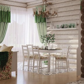 Комлект Вествик обеденный стол и четыре стула, массив сосны, цвет белый в Губахе - gubaha.mebel24.online | фото 1