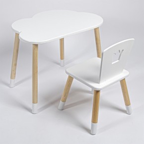 Комплект детский стол ОБЛАЧКО и стул КОРОНА ROLTI Baby (белая столешница/белое сиденье/береза ножки) в Губахе - gubaha.mebel24.online | фото