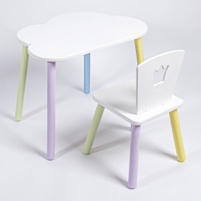 Комплект детский стол ОБЛАЧКО и стул КОРОНА ROLTI Baby (белая столешница/белое сиденье/цветные ножки) в Губахе - gubaha.mebel24.online | фото