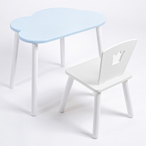 Комплект детский стол ОБЛАЧКО и стул КОРОНА ROLTI Baby (голубая  столешница/белое сиденье/белые ножки) в Губахе - gubaha.mebel24.online | фото