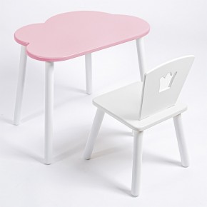Комплект детский стол ОБЛАЧКО и стул КОРОНА ROLTI Baby (розовая столешница/белое сиденье/белые ножки) в Губахе - gubaha.mebel24.online | фото