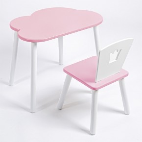 Комплект детский стол ОБЛАЧКО и стул КОРОНА ROLTI Baby (розовая столешница/розовое сиденье/белые ножки) в Губахе - gubaha.mebel24.online | фото 1