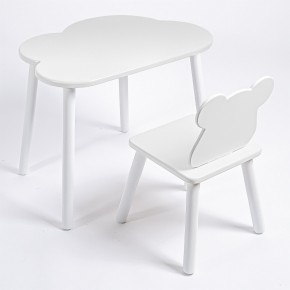 Комплект детский стол ОБЛАЧКО и стул МИШКА ROLTI Baby (белая столешница/белое сиденье/белые ножки) в Губахе - gubaha.mebel24.online | фото