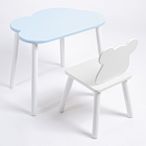 Комплект детский стол ОБЛАЧКО и стул МИШКА ROLTI Baby (голубая столешница/белое сиденье/белые ножки) в Губахе - gubaha.mebel24.online | фото 1