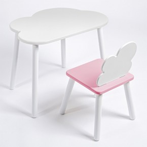 Комплект детский стол ОБЛАЧКО и стул ОБЛАЧКО ROLTI Baby (белая столешница/розовое сиденье/белые ножки) в Губахе - gubaha.mebel24.online | фото