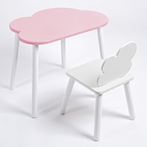 Комплект детский стол ОБЛАЧКО и стул ОБЛАЧКО ROLTI Baby (розовая столешница/белое сиденье/белые ножки) в Губахе - gubaha.mebel24.online | фото