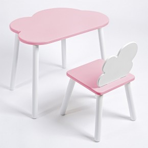 Комплект детский стол ОБЛАЧКО и стул ОБЛАЧКО ROLTI Baby (розовая столешница/розовое сиденье/белые ножки) в Губахе - gubaha.mebel24.online | фото