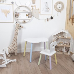 Комплект детский стол ОБЛАЧКО и стул ЗВЕЗДА ROLTI Baby (белая столешница/белое сиденье/цветные ножки) в Губахе - gubaha.mebel24.online | фото