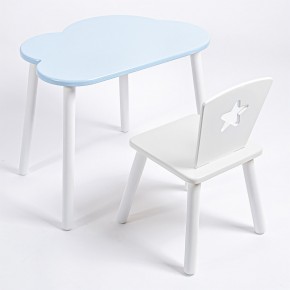 Комплект детский стол ОБЛАЧКО и стул ЗВЕЗДА ROLTI Baby (голубая столешница/белое сиденье/белые ножки) в Губахе - gubaha.mebel24.online | фото 1