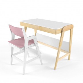 Комплект растущий стол и стул с чехлом 38 попугаев «Вуди» (Белый, Белый, Розовый) в Губахе - gubaha.mebel24.online | фото