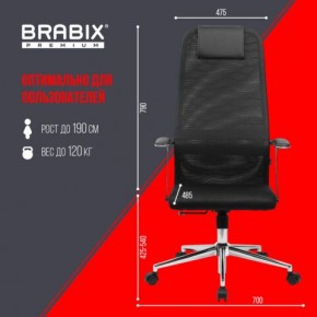 Кресло BRABIX PREMIUM "Ultimate EX-801" хром, плотная двойная сетка Х2, черное, 532917 в Губахе - gubaha.mebel24.online | фото 7